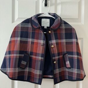 Janie and Jack - blue plaid cape - size 5/6
